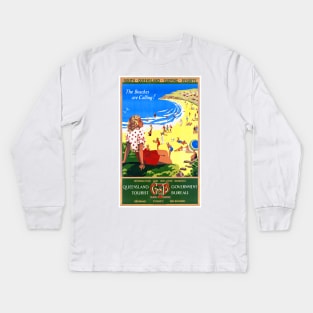 Vintage Travel Poster South Queensland Australia Kids Long Sleeve T-Shirt